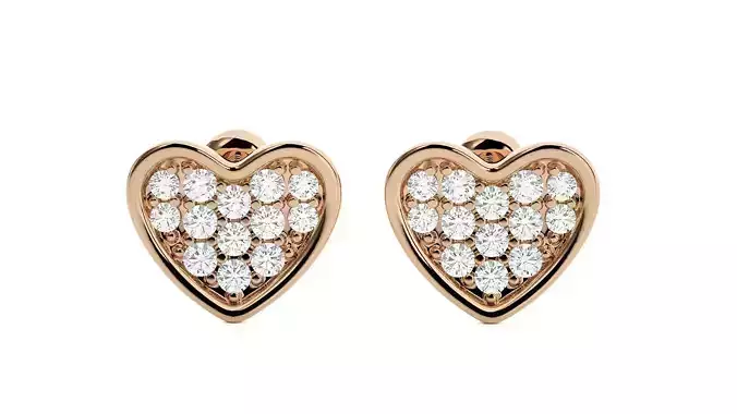 Heart Love Valentine Diamond Head Light Wt Earrings 3dm stl 