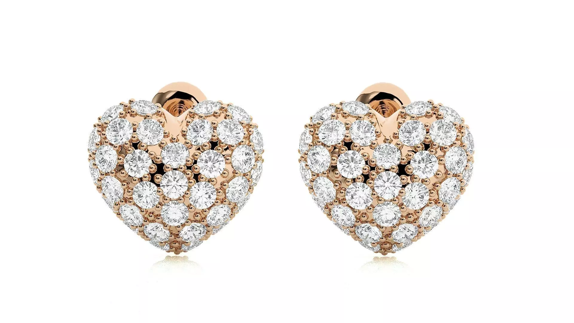 Heart Love Valentine Diamond Head Light Wt Earrings 3dm stl 3D print model