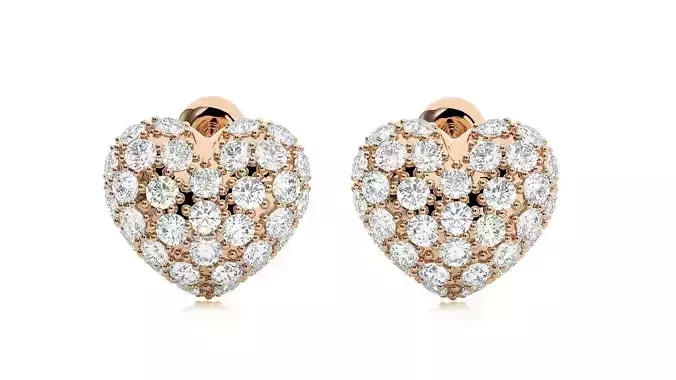 Heart Love Valentine Diamond Head Light Wt Earrings 3dm stl