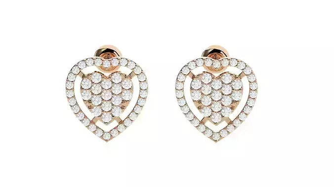 Heart Love Valentine Diamond Head Light Wt Earrings 3dm stl 