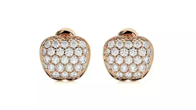 Apple Diamond Head Light Wt Earrings 3dm stl renders details