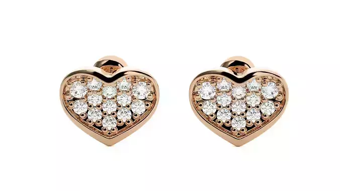 Heart Love Valentine Diamond Head Light Wt Earrings 3dm stl 