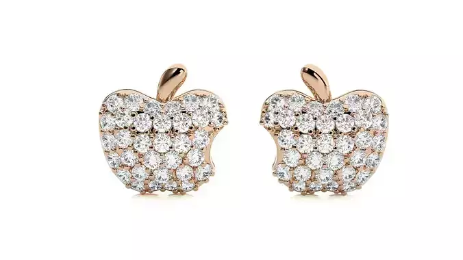 Eaten Apple Diamond Head Light Wt Earrings 3dm stl renders 
