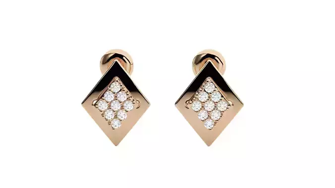 Diamond Head Light Wt Earrings 3dm stl renders details