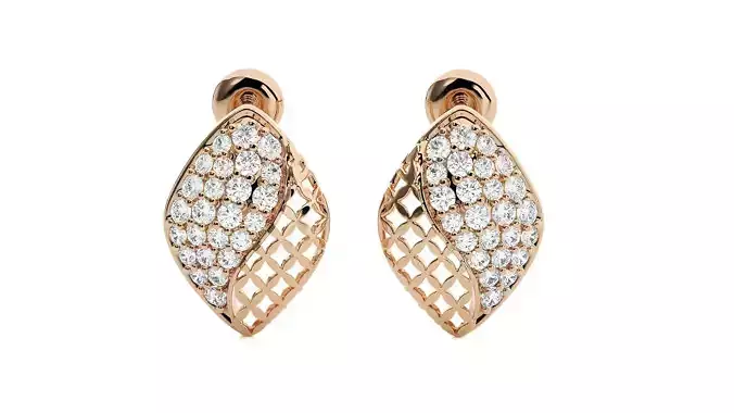 Flower Mesh Diamond Head Light Wt Earrings 3dm stl renders 