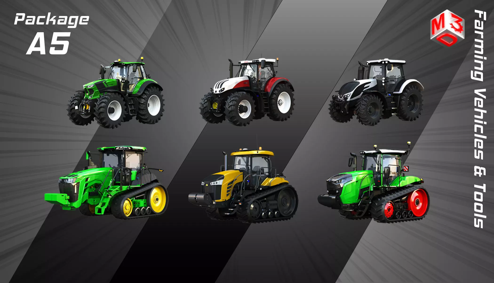 Farming Vehicles and Tools - Package5 - Tractors 3D Model Collection_0