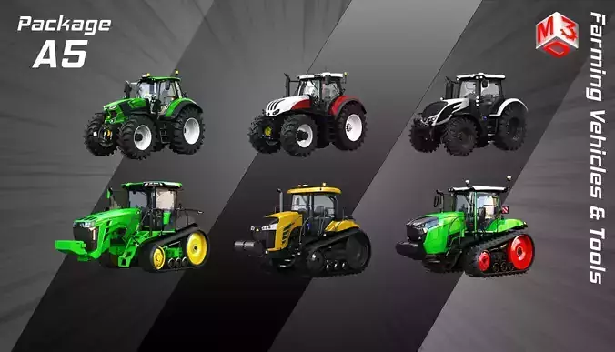 Farming Vehicles and Tools - Package5 - Tractors 3D Model Collection