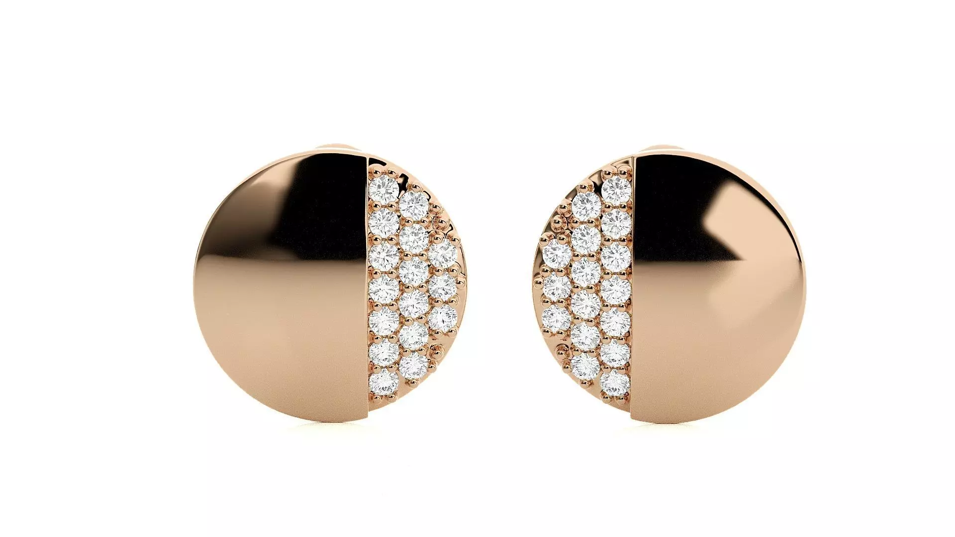 Circular Diamond Head Light Wt Earrings 3dm stl renders details 3D print model