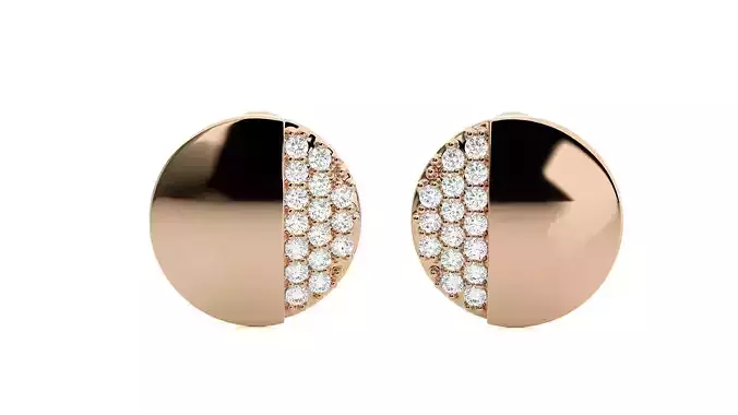 Circular Diamond Head Light Wt Earrings 3dm stl renders details