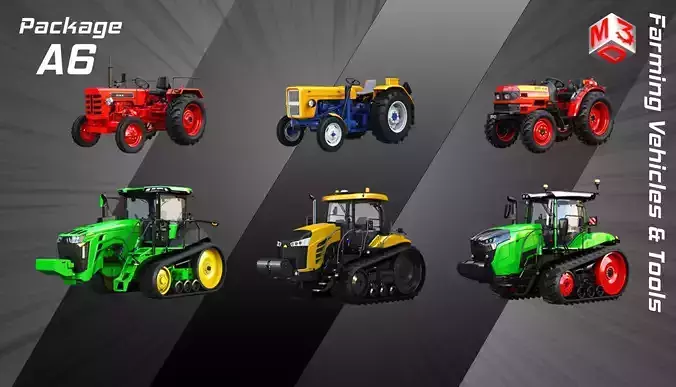 Farming Vehicles and Tools - Package6 - Tractors 3D Model Collection