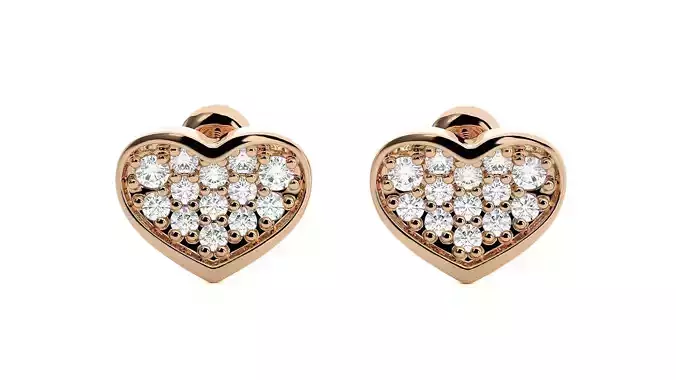 Heart Love Valentine Diamond Head Light Wt Earrings 3dm stl 