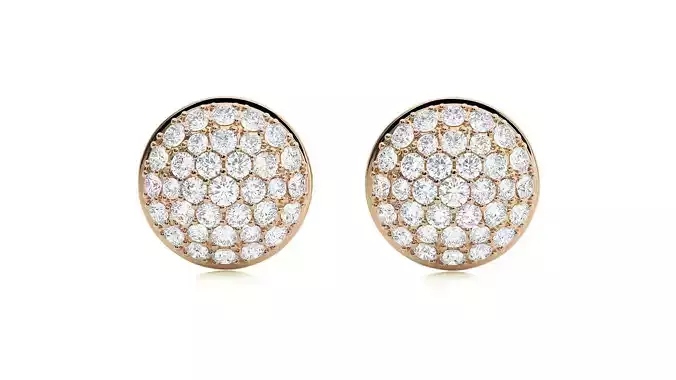 Rounded Diamond Head Light Wt Earrings 3dm stl renders details