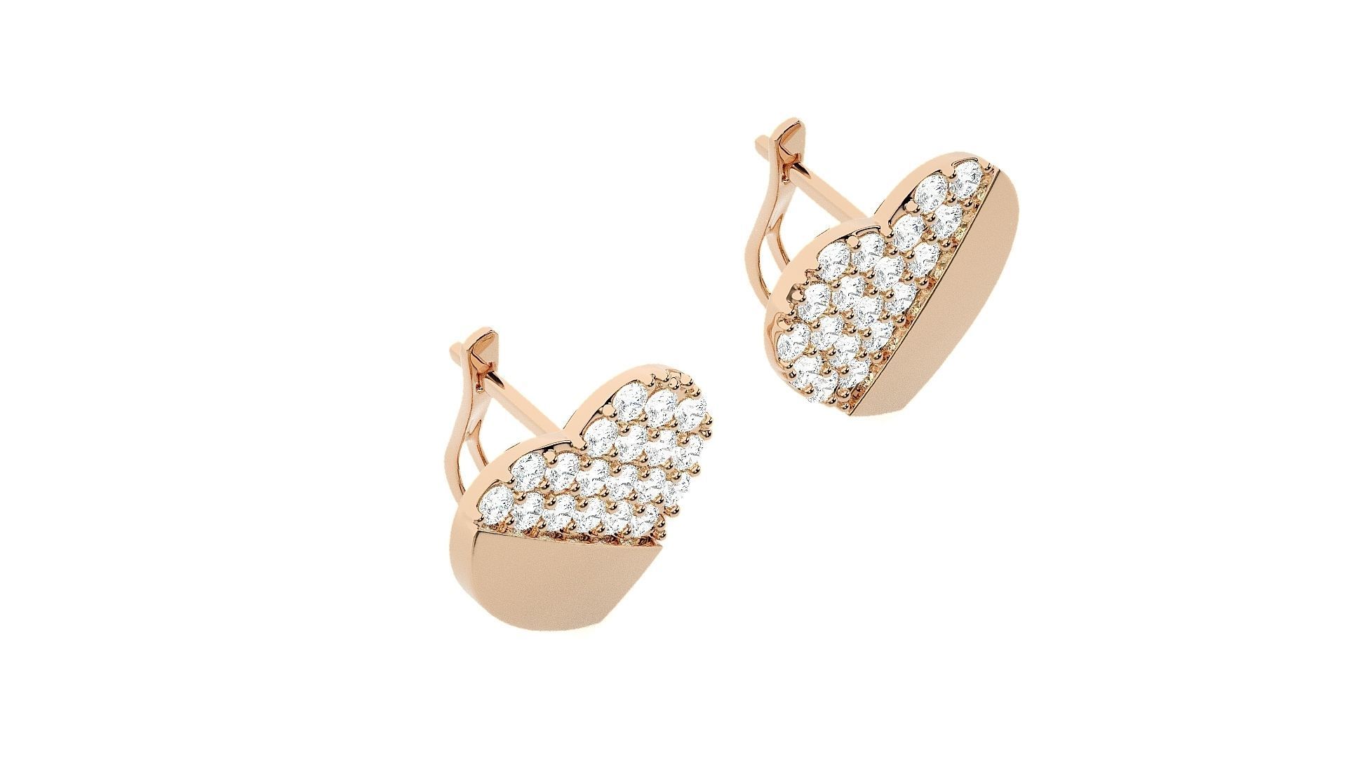 Heart Love Valentine Diamond Head Light Wt Earrings 3dm stl 3D print model_3