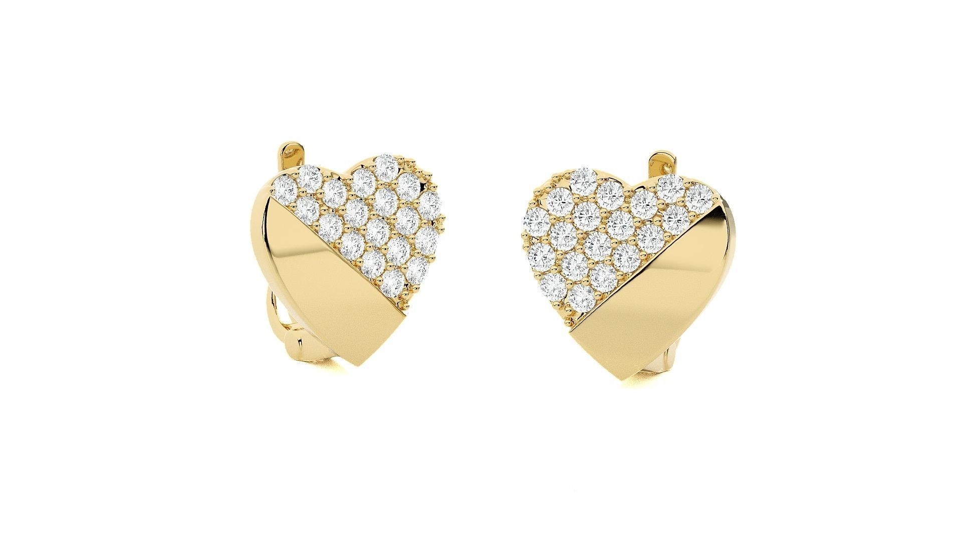 Heart Love Valentine Diamond Head Light Wt Earrings 3dm stl 3D print model_11