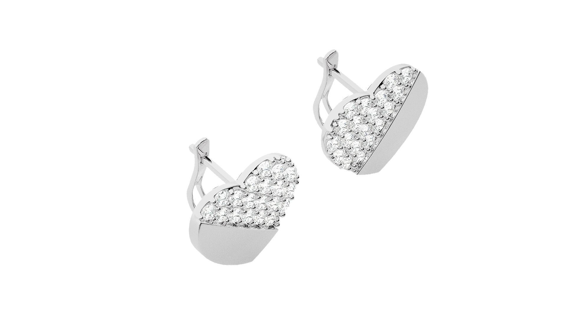 Heart Love Valentine Diamond Head Light Wt Earrings 3dm stl 3D print model_6