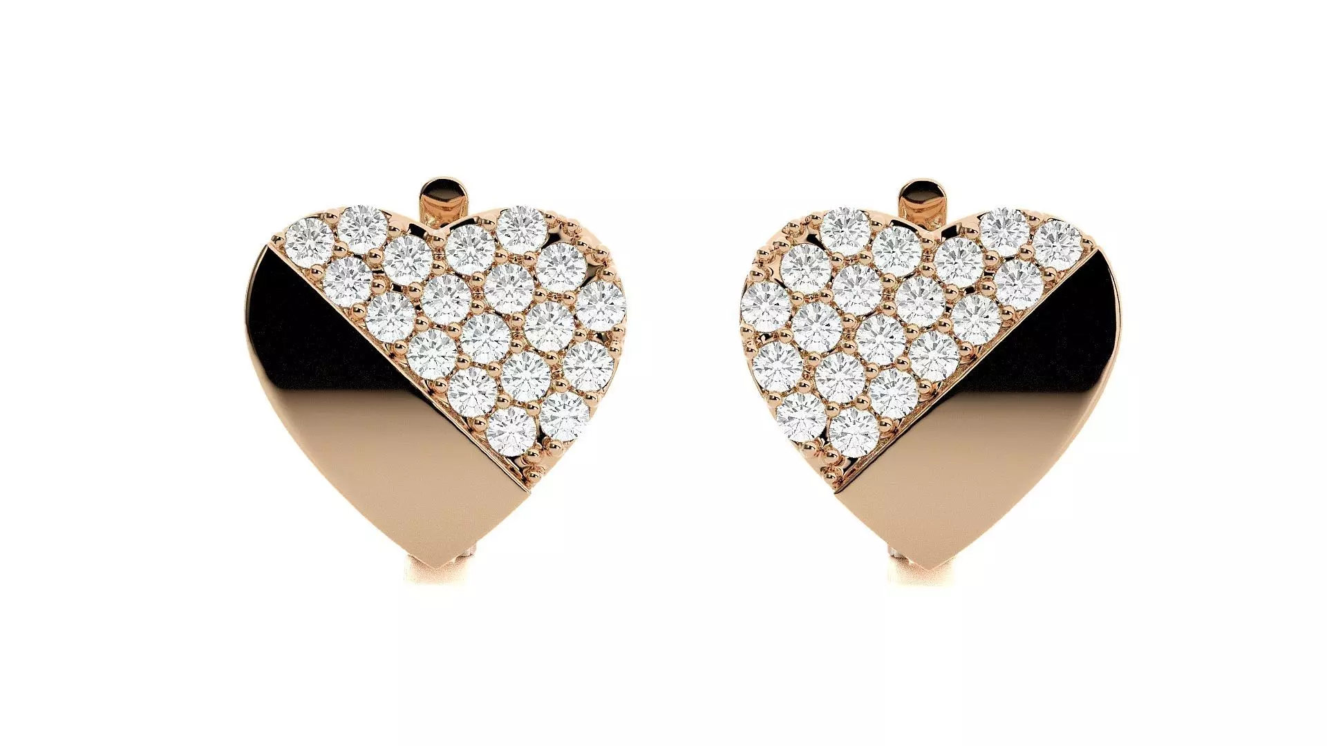 Heart Love Valentine Diamond Head Light Wt Earrings 3dm stl 3D print model_0