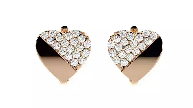 Heart Love Valentine Diamond Head Light Wt Earrings 3dm stl 