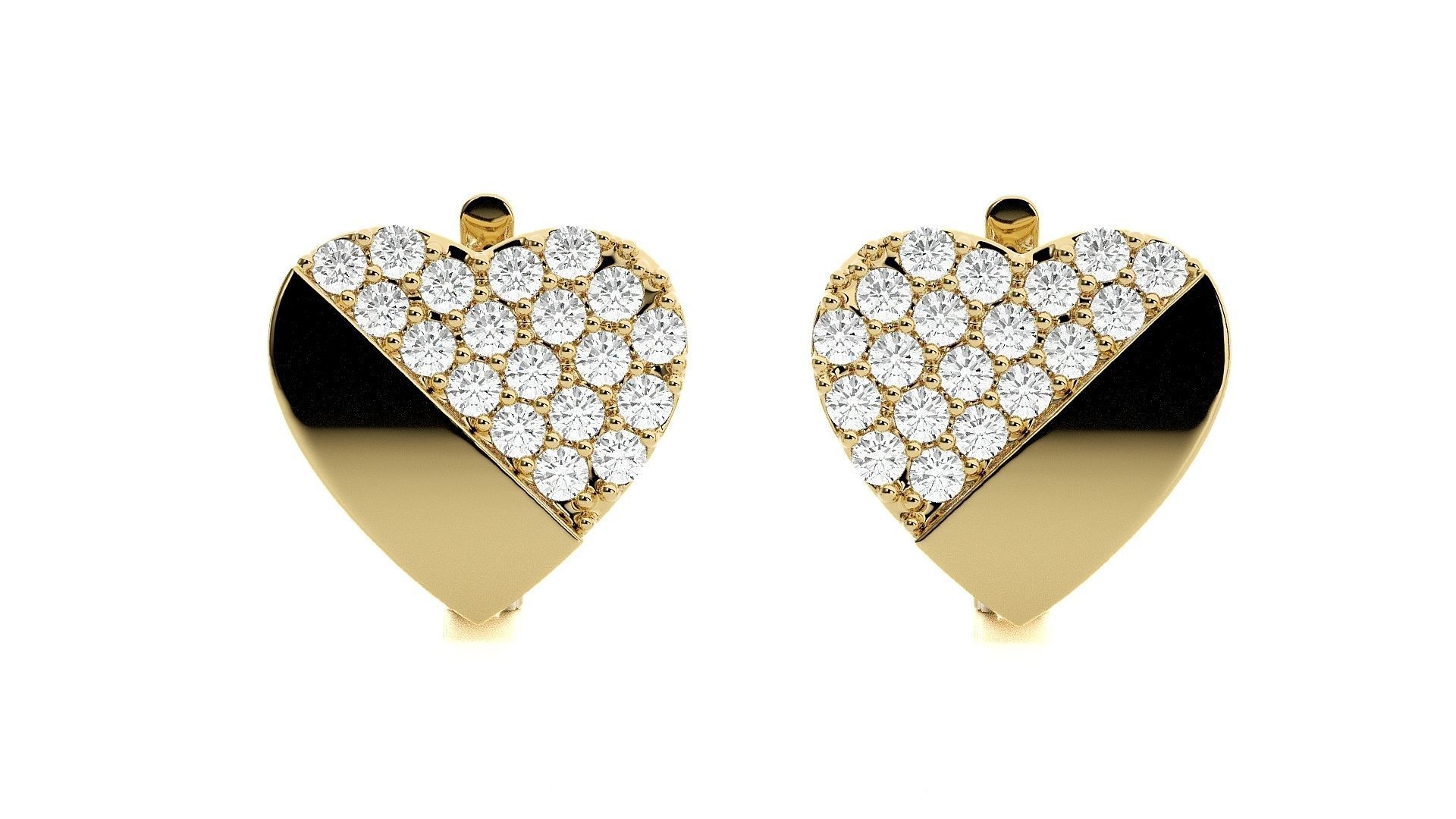 Heart Love Valentine Diamond Head Light Wt Earrings 3dm stl 3D print model_2