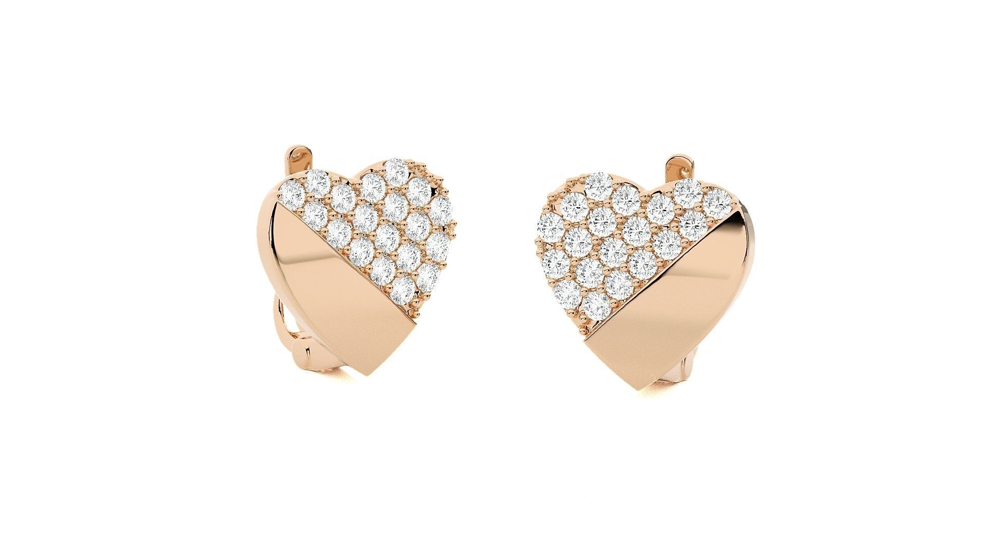 Heart Love Valentine Diamond Head Light Wt Earrings 3dm stl 3D print model_5