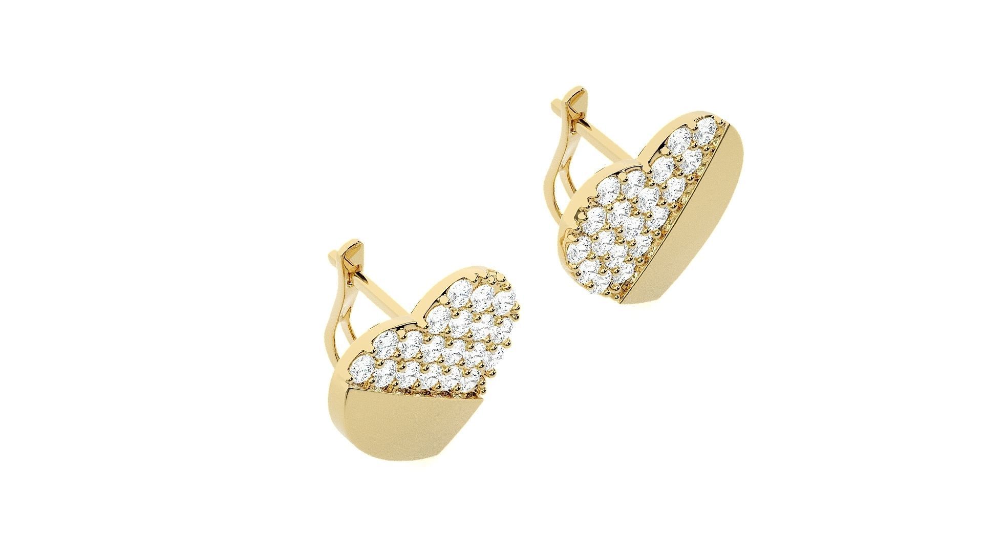 Heart Love Valentine Diamond Head Light Wt Earrings 3dm stl 3D print model_9