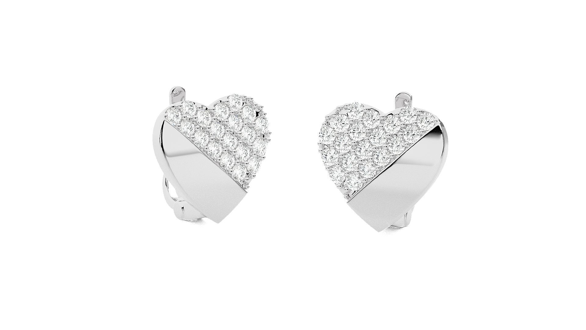 Heart Love Valentine Diamond Head Light Wt Earrings 3dm stl 3D print model_8