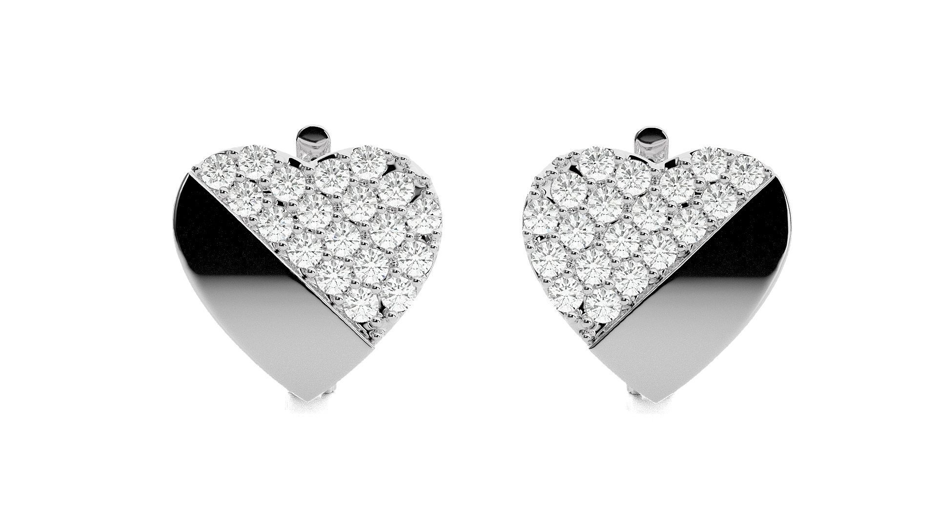 Heart Love Valentine Diamond Head Light Wt Earrings 3dm stl 3D print model_1