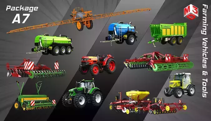 Farming Vehicles and Tools - Package7-Tractors and farming tools 3D Model Collection
