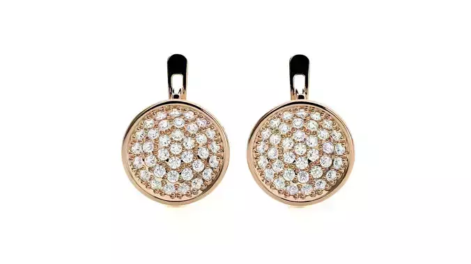 Circular Diamond Head Light Wt Earrings 3dm stl renders details