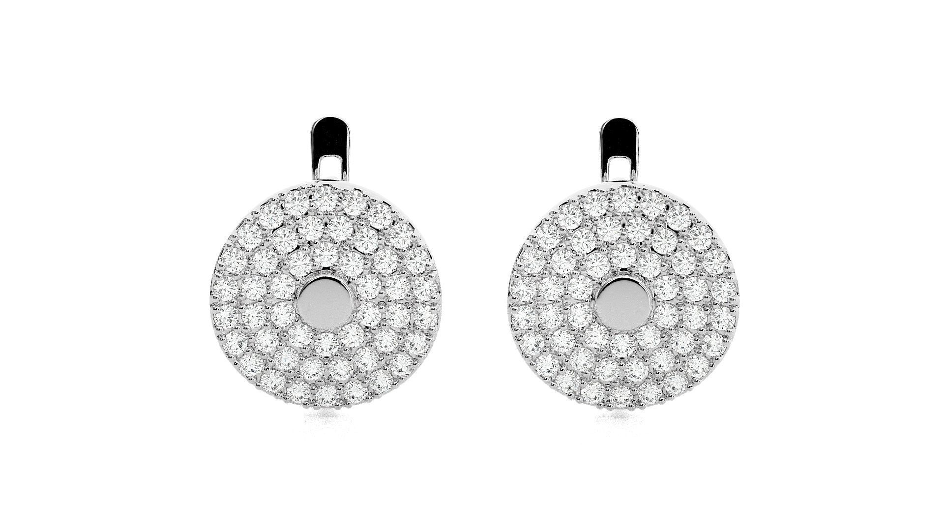 Circular  Diamond Head Light Wt Earrings 3dm stl renders details 3D print model_1