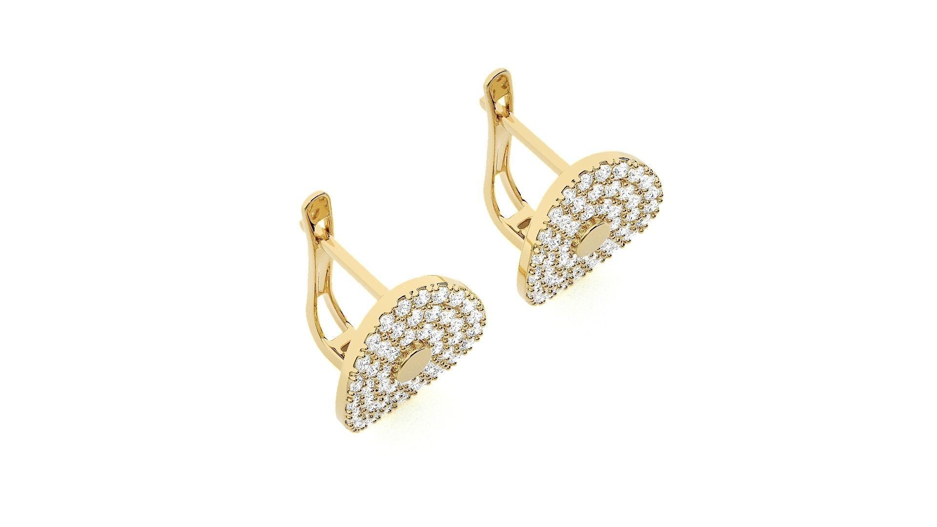 Circular  Diamond Head Light Wt Earrings 3dm stl renders details 3D print model_9