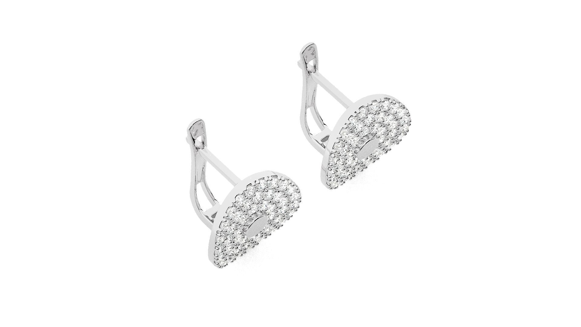 Circular  Diamond Head Light Wt Earrings 3dm stl renders details 3D print model_6