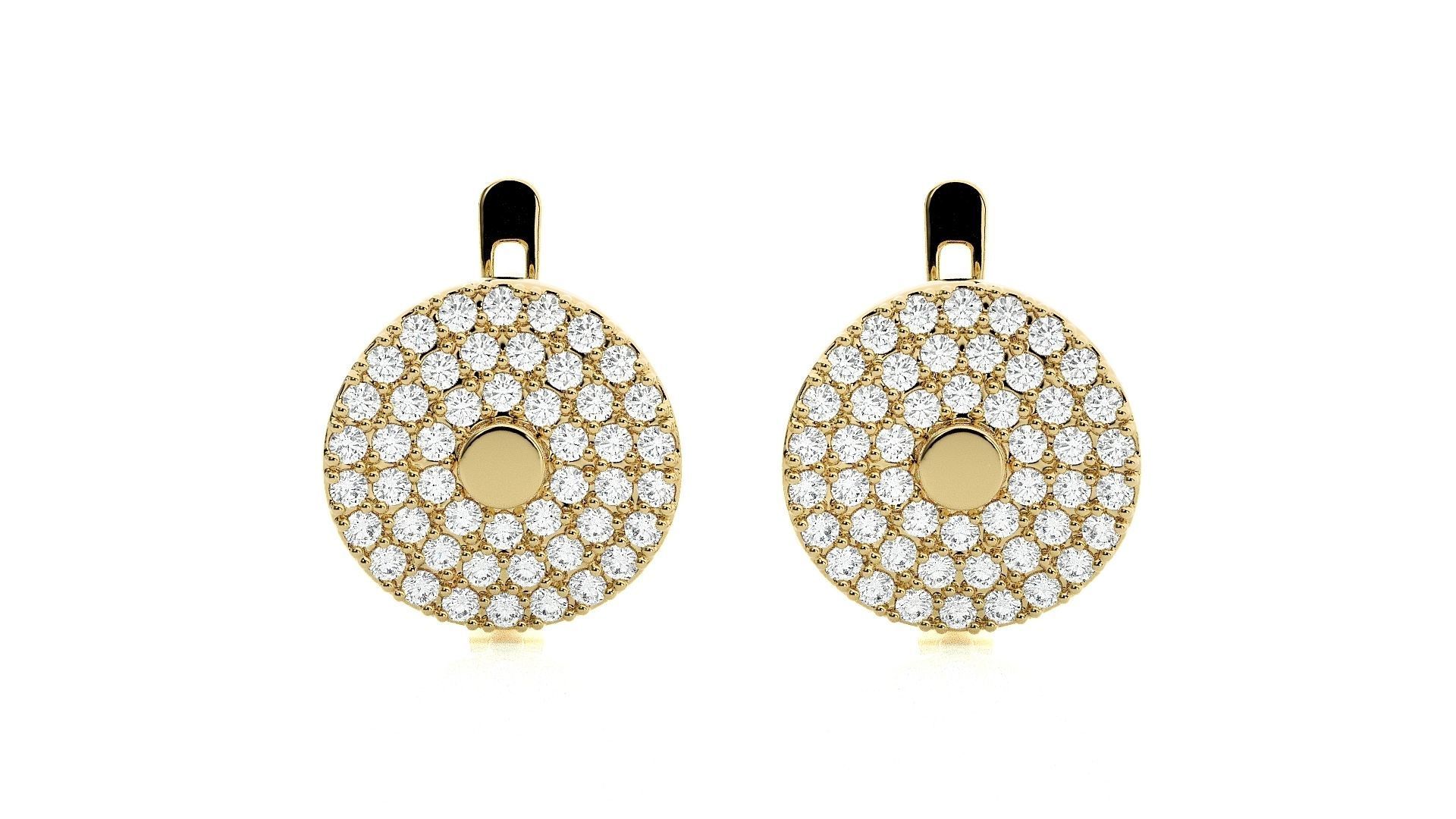 Circular  Diamond Head Light Wt Earrings 3dm stl renders details 3D print model_2