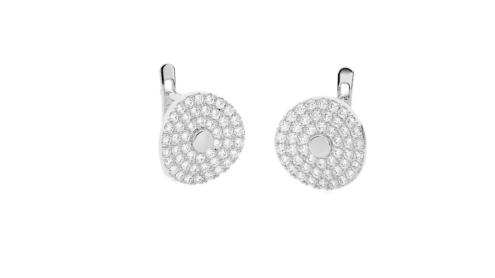 Circular  Diamond Head Light Wt Earrings 3dm stl renders details 3D print model_8