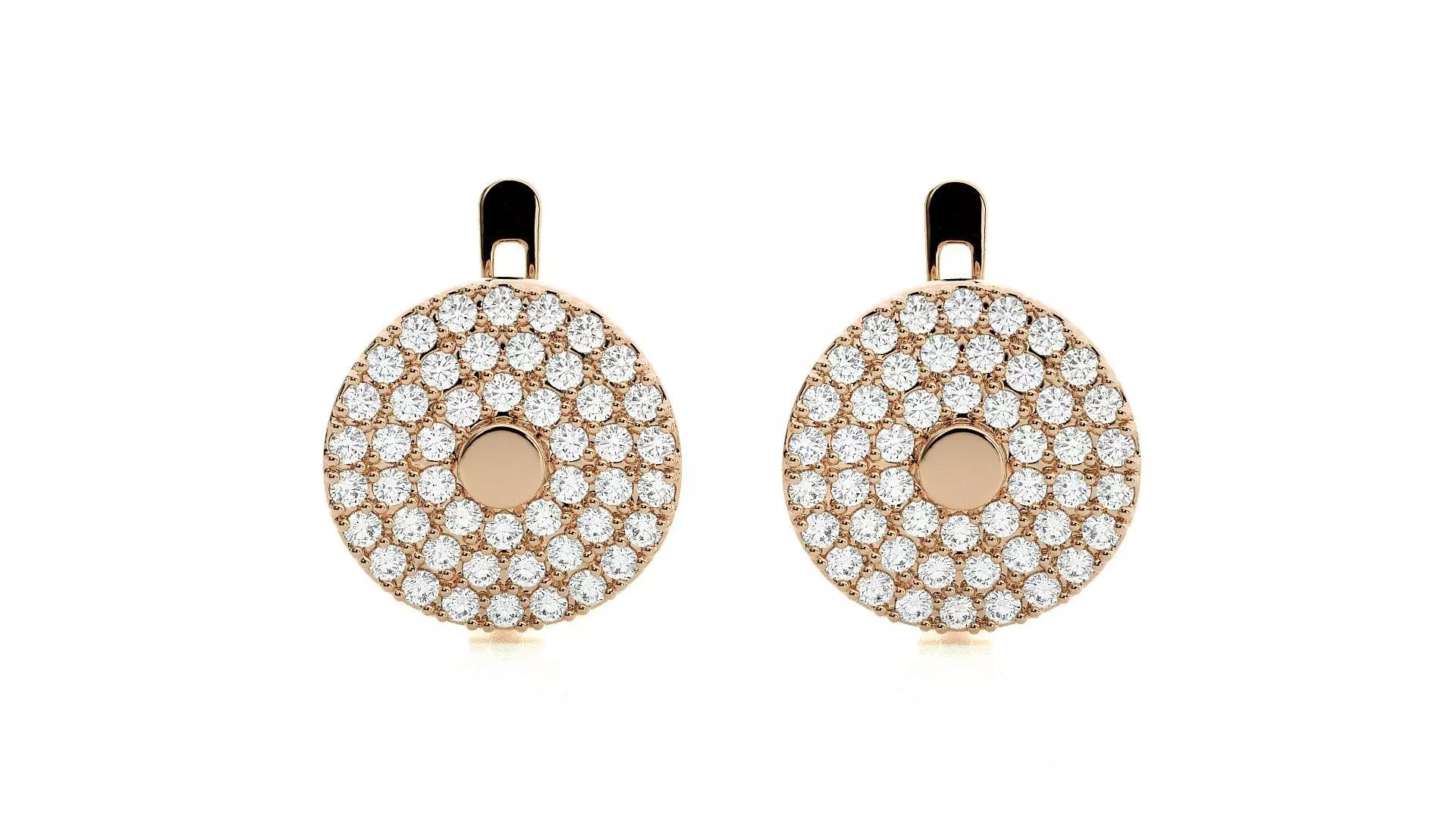 Circular  Diamond Head Light Wt Earrings 3dm stl renders details 3D print model_0