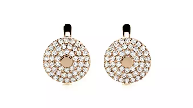 Circular  Diamond Head Light Wt Earrings 3dm stl renders details
