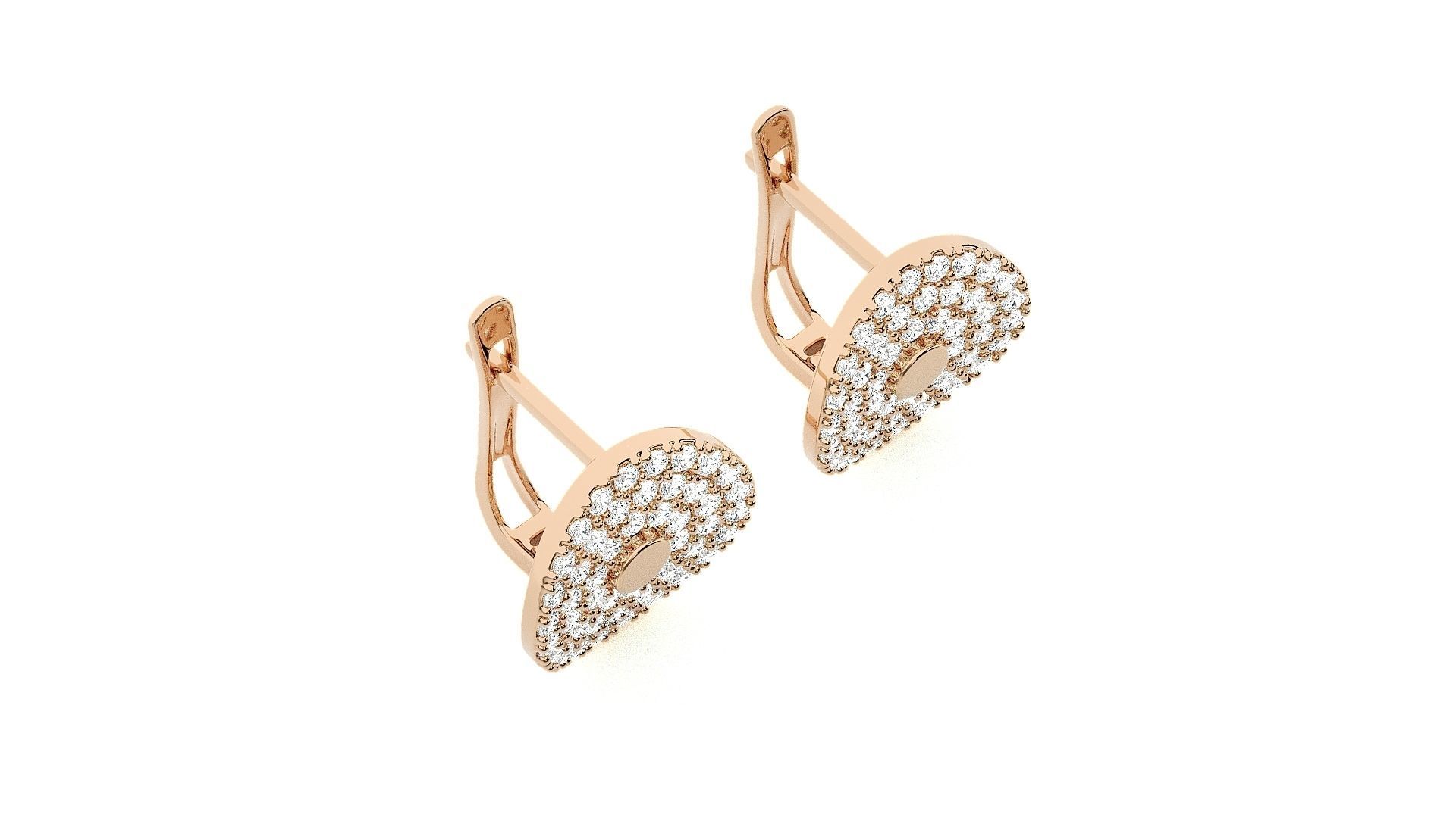 Circular  Diamond Head Light Wt Earrings 3dm stl renders details 3D print model_3