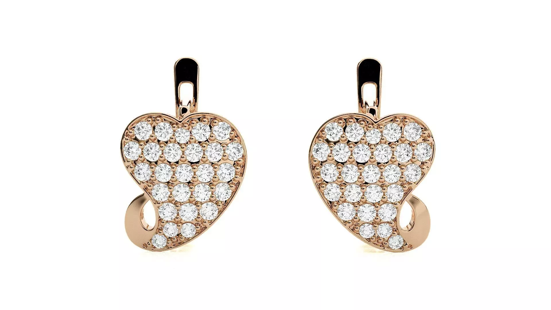 Heart Diamond Head Light Wt Earrings 3dm stl renders details 3D print model