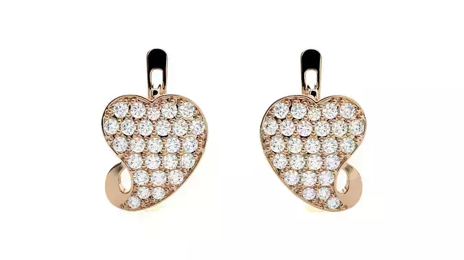Heart Diamond Head Light Wt Earrings 3dm stl renders details