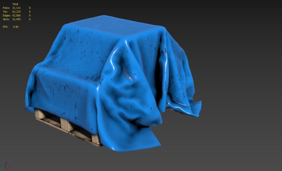 Tarp with Pallet M01 Low-poly 3D model_7