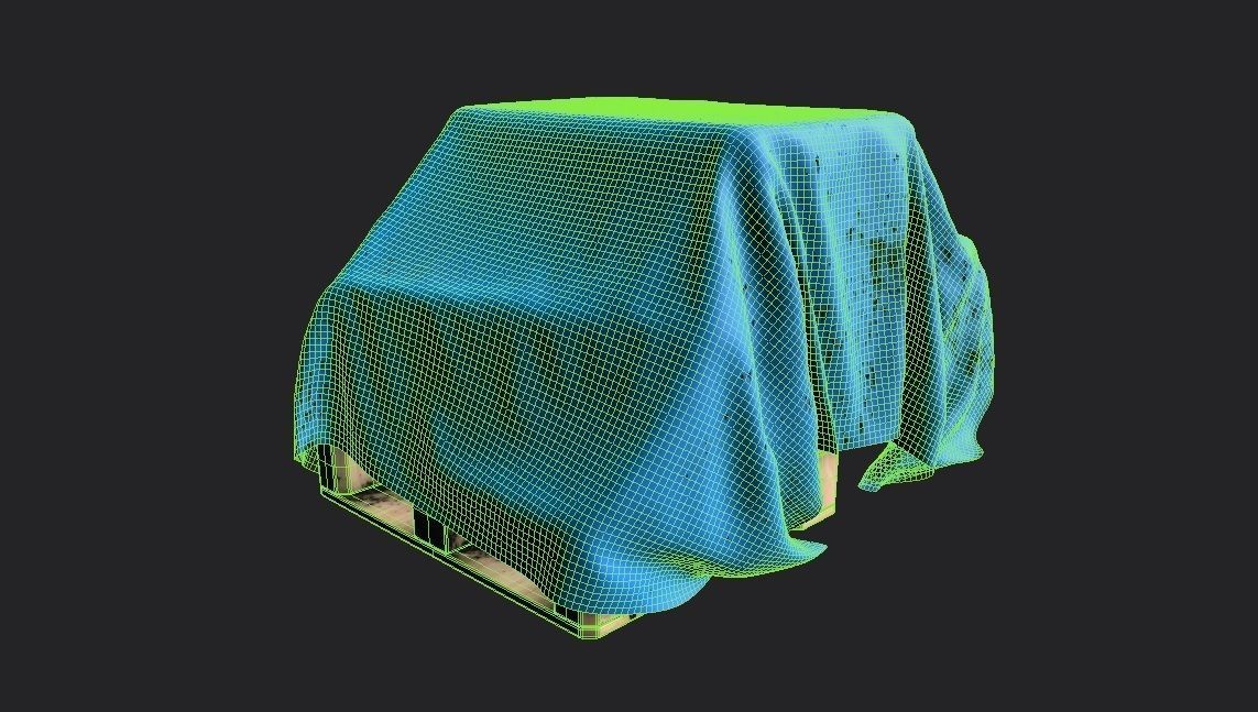 Tarp with Pallet M01 Low-poly 3D model_1