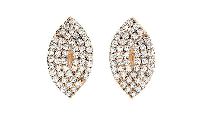 Leaf Diamond Head Light Wt Earrings 3dm stl renders details 3D print model