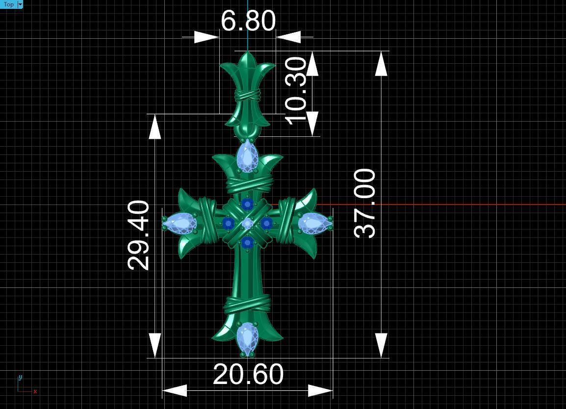 Cross gold 3D print model_16