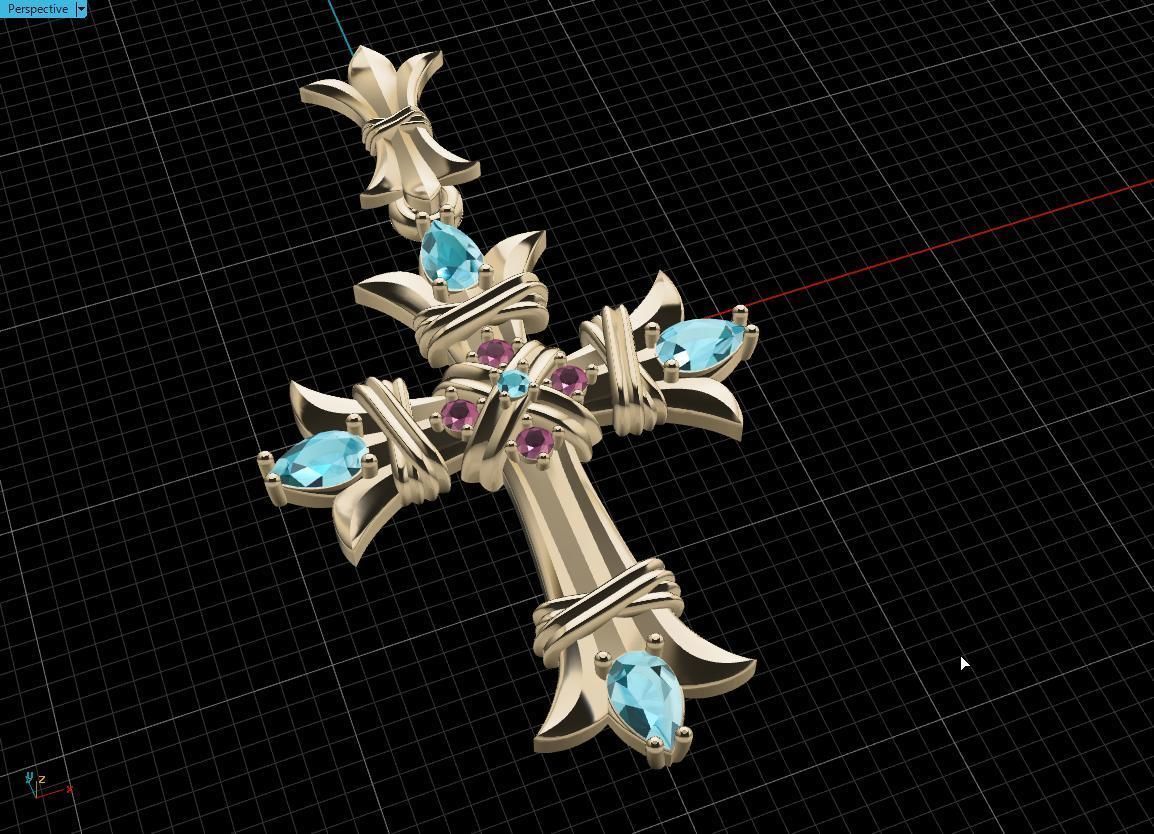 Cross gold 3D print model_10