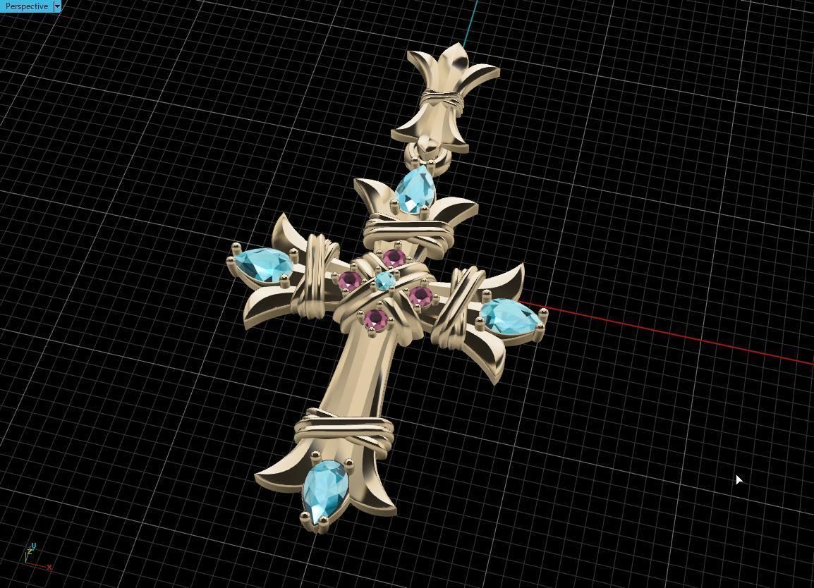 Cross gold 3D print model_3