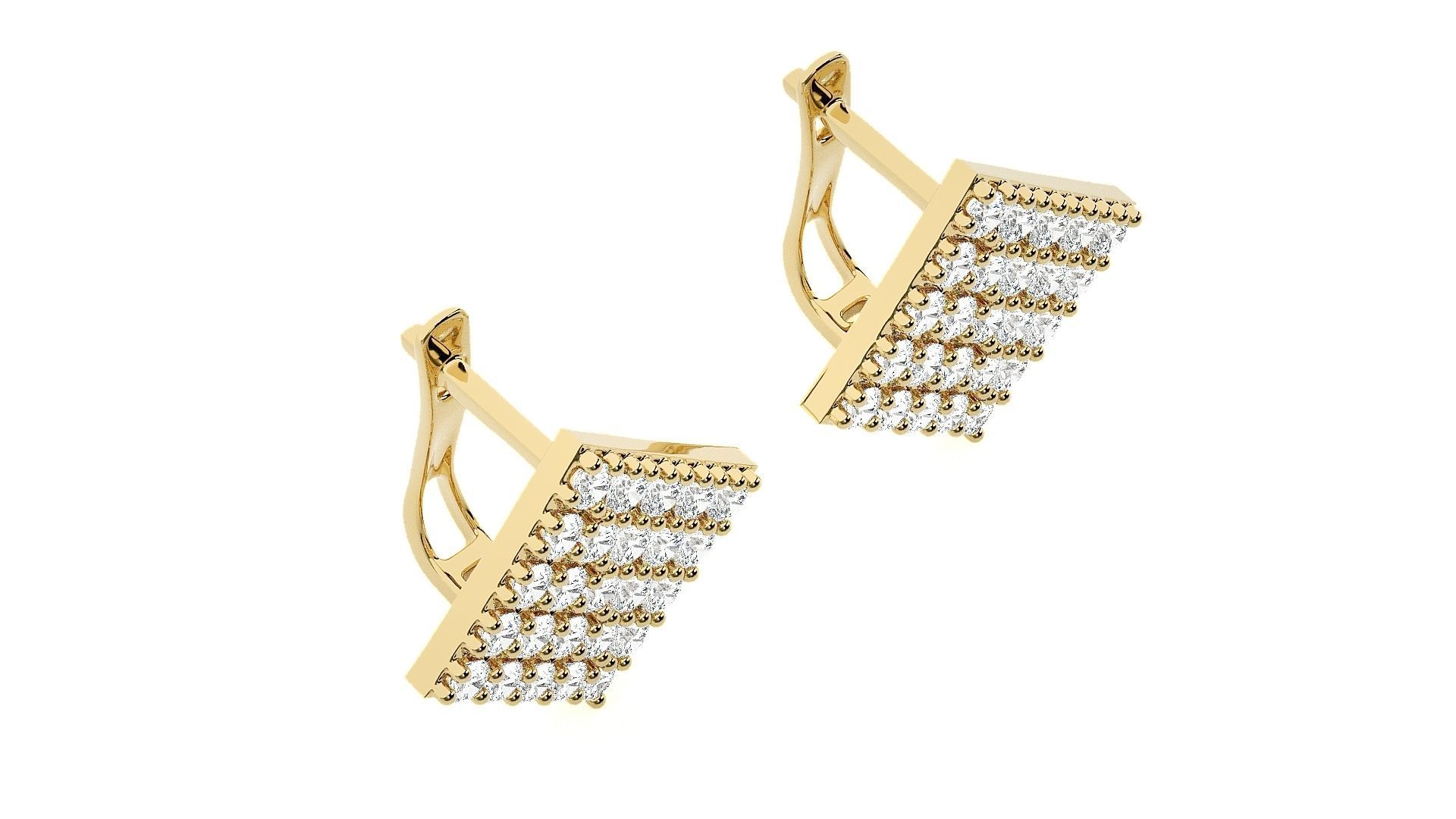 Square Diamond Head Light Wt Earrings 3dm stl renders details 3D print model_9