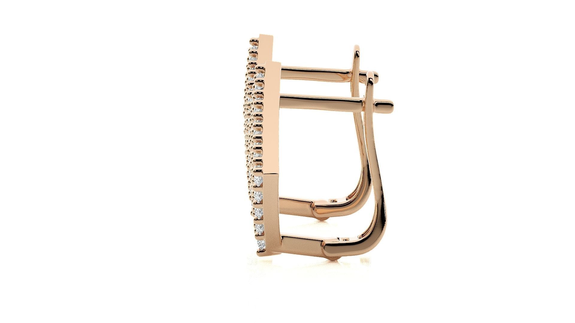 Square Diamond Head Light Wt Earrings 3dm stl renders details 3D print model_4