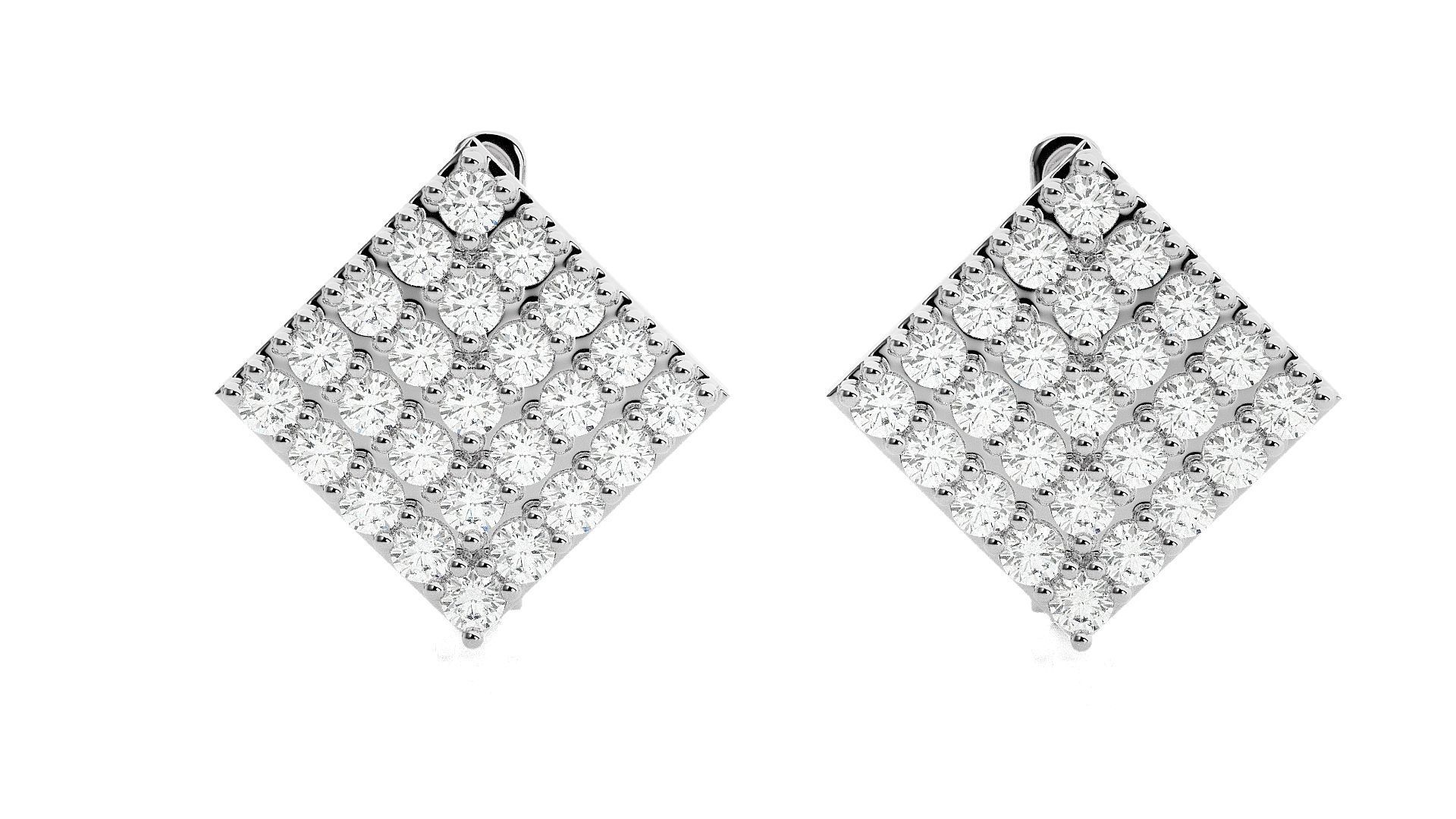 Square Diamond Head Light Wt Earrings 3dm stl renders details 3D print model_1