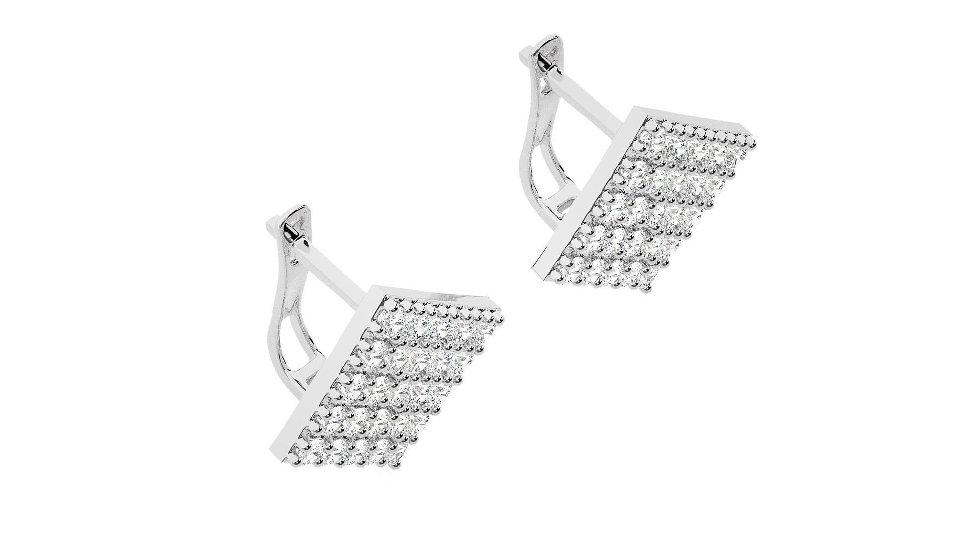 Square Diamond Head Light Wt Earrings 3dm stl renders details 3D print model_6