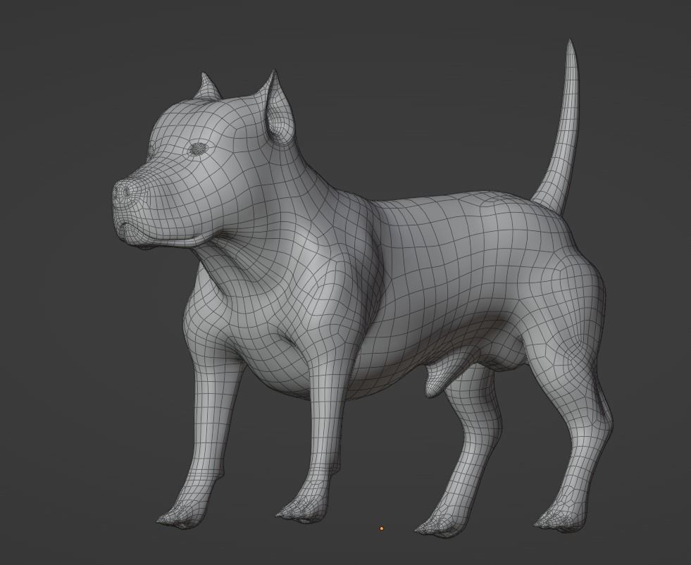 Pitbull American Bully Low-poly 3D model_11