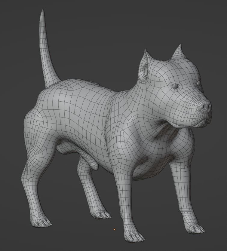 Pitbull American Bully Low-poly 3D model_7